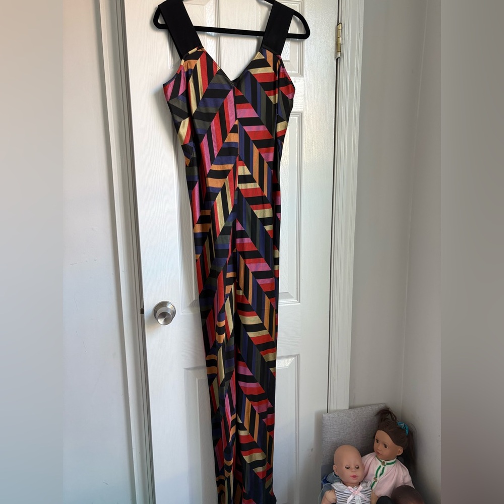 ZERO + MARIA CORNEJO muticolor chevron gown
